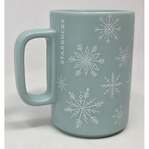 Starbucks Snowflake Mug 2018 Mint Green Raised Snowflakes‎ 12 oz. EUC